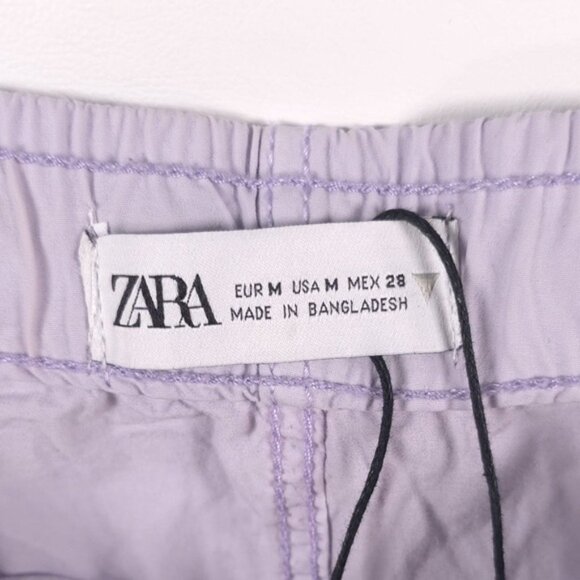 ZARA Women Purple Lilac Parachute Relaxed Pants Elastic Waist‎ 5520/7/629 MEDIUM - Picture 5 of 14